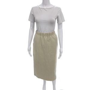 Luum Women Straight Pencil Midi Skirt Beige Cotton Polyester Size XS